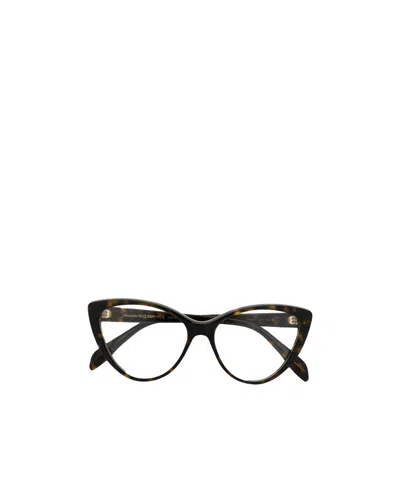 Alexander Mcqueen Cat-eye Tortoiseshell Effect Glasses In Black