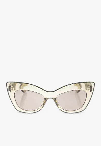 Alexander Mcqueen Cat-eye Acetate Sunglasses In Brown