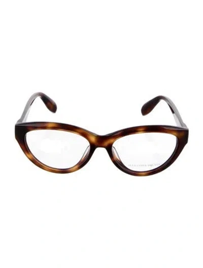 Pre-owned Alexander Mcqueen Cat-eye Eyeglasses In Brown