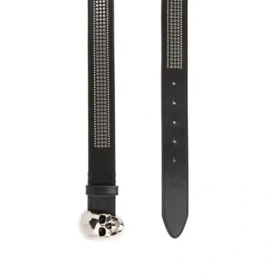 Alexander Mcqueen Studded Leather Belt In Black