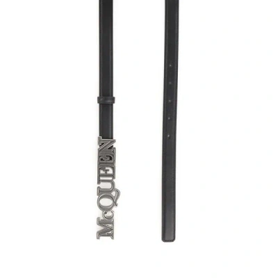 Alexander Mcqueen Leather Belt In Black
