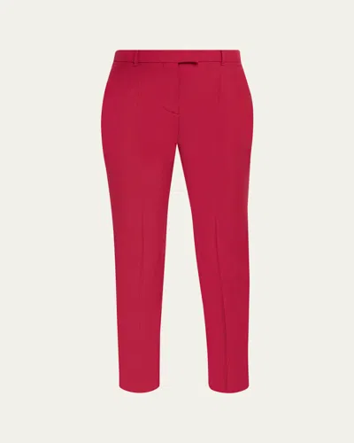 Alexander Mcqueen Certified Wool Mohair Slim-leg Ankle Trousers In Pink