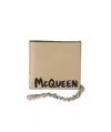 Alexander Mcqueen Logo Detail Chain Applique Wallet In Nude