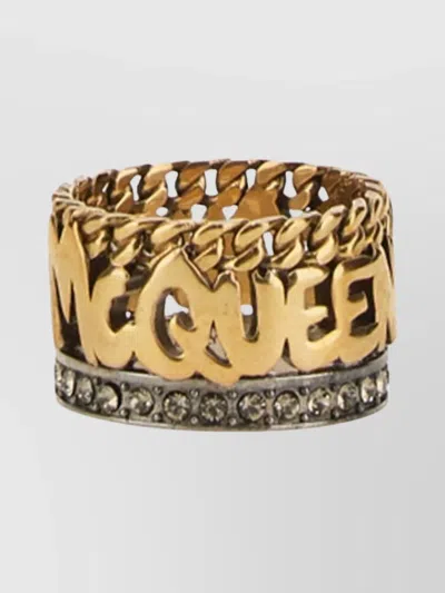 Alexander Mcqueen Chain Detail Embellished Band Ring