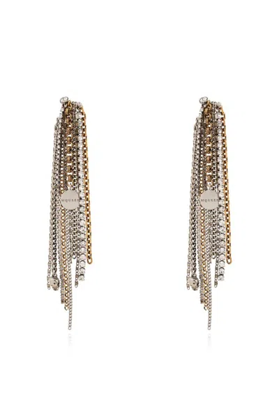 Alexander Mcqueen Chain Detailed Earrings In Silver