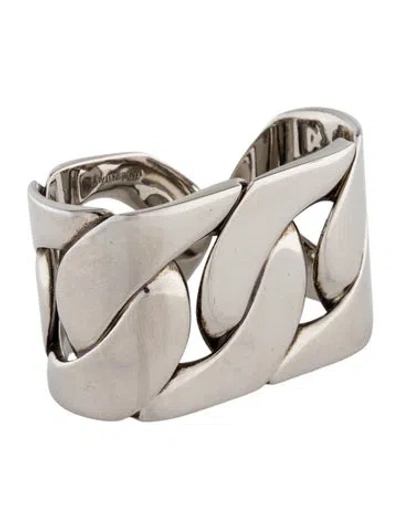 Pre-owned Alexander Mcqueen Chain Link Two-finger Band Ring In Multi