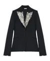 Alexander Mcqueen Chain Mail Embroidery Single-breasted Jacket In Black