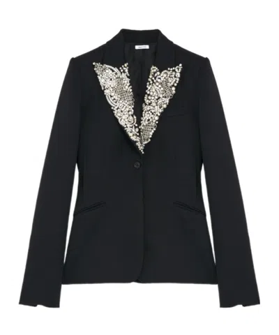 Alexander Mcqueen Chain Mail Embroidery Single-breasted Jacket In Black