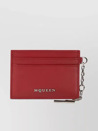 Alexander Mcqueen "chain Strap" Card Holder In Red