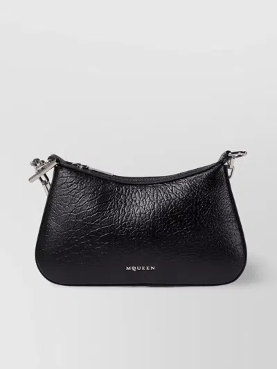 Alexander Mcqueen Chain Strap Textured Finish Shoulder Bags In Black