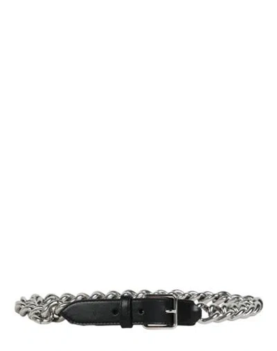 Alexander Mcqueen Chain-trimmed Leather Belt Woman Belt Multicolored Size 34 Metal, Calfskin In Fantasy