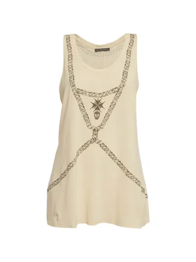 Pre-owned Alexander Mcqueen Chain-print Crossover-back Tank Top In Neutral