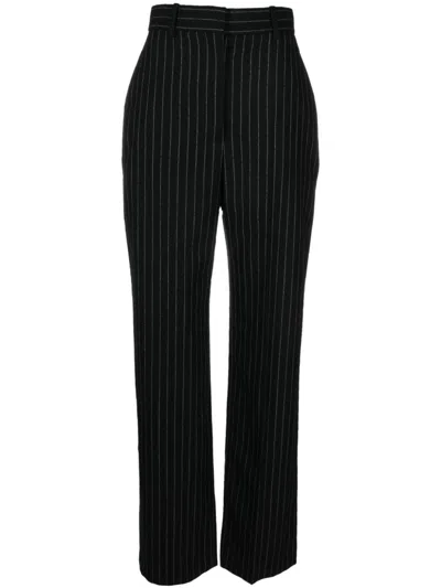 Alexander Mcqueen Pinstripe Tailored Wool Trousers In 1233 - Black - White