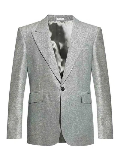 Alexander Mcqueen Single-breasted Blazer In Grey