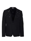 Alexander Mcqueen Single Breasted Crystal Embellished Jacket In Black