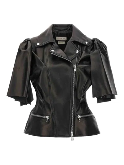Alexander Mcqueen Leather Jackets In Black