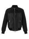 Alexander Mcqueen Leather And Fabric Bomber Jacket In Black