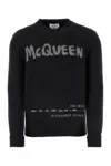 Alexander Mcqueen Pullover Girocollo Mcqueen Graffiti In Charcoalsteel