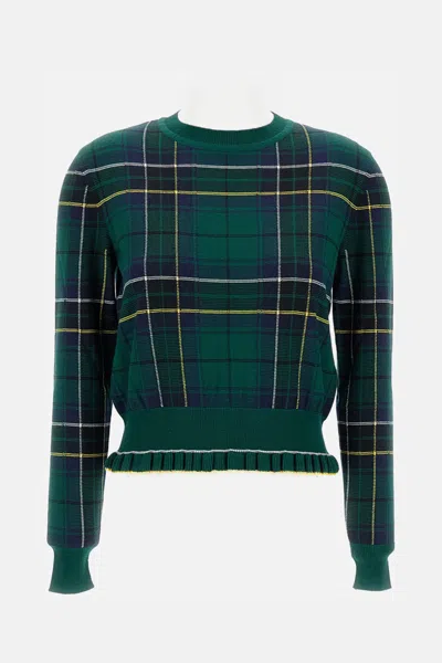 Alexander Mcqueen Check Crew Neck Jumper In Green
