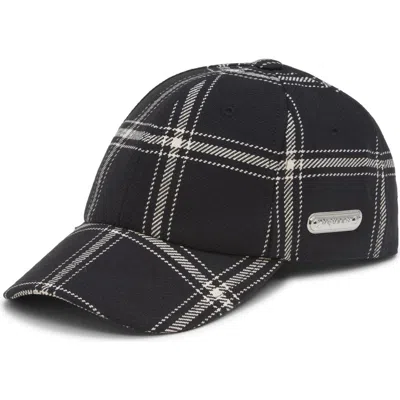 Alexander Mcqueen Check Logo Plate Baseball Cap In Black/ivory