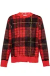 Alexander Mcqueen Check Pattern Distressed Jumper In Red