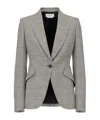 Alexander Mcqueen Prince Of Wales Peak Shoulder Jacket In Gray