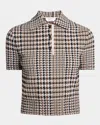 Alexander Mcqueen Cropped Checked Polo Sweater In Khaki Mult