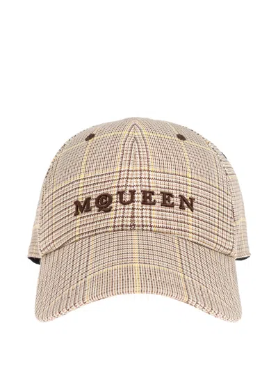 Alexander Mcqueen Checked Baseball Cap In Neutral