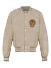 Alexander Mcqueen Skull Patch Prince Of Wales Bomber Jacket In Neutral
