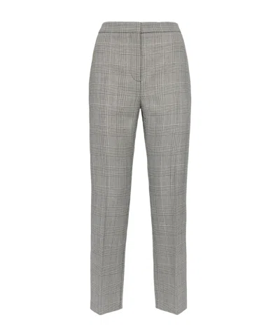Alexander Mcqueen Checked Cropped Wool Trousers In Gray