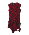 Alexander Mcqueen Multicolor Distressed Plaid Wool Minidress In Black