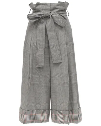 Pre-owned Alexander Mcqueen Checked Wool Paperbag Waist Cuffed Pant, Size It 40  (authentic Pre-loved)