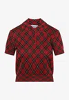 Alexander Mcqueen Microcheck Polo Shirt Lurex Collar Detail In Multi