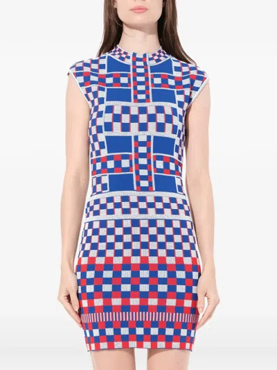 Alexander Mcqueen Check-pattern Dress In Blue