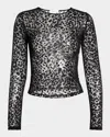 ALEXANDER MCQUEEN CHEETAH-PRINT MESH LONG-SLEEVE TOP