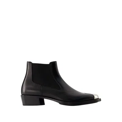ALEXANDER MCQUEEN CHELSEA BOOTS - LEATHER - BLACK/ SILVER