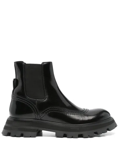 Pre-owned Alexander Mcqueen Chelsea Boots In Black