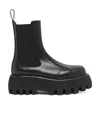 Alexander Mcqueen Black Glossy Leather Ankle Boots With Tank Sole In Black
