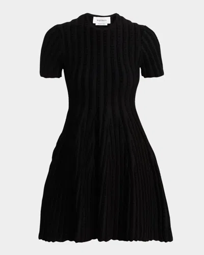 Alexander Mcqueen Chenille-striped Viscose Mini Dress In Black