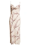 Alexander Mcqueen Cherry Blossom Leather Midi Dress In Ice Pink