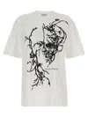 Alexander Mcqueen Cherry Blossom Skull Oversized T-shirt In White/black