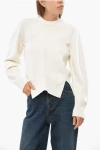 Alexander Mcqueen Chevron Corset Crew-neck Sweater With Side Split In Neutral