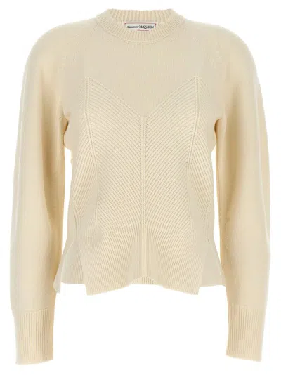 Alexander Mcqueen Chevron Corset Sweater In White