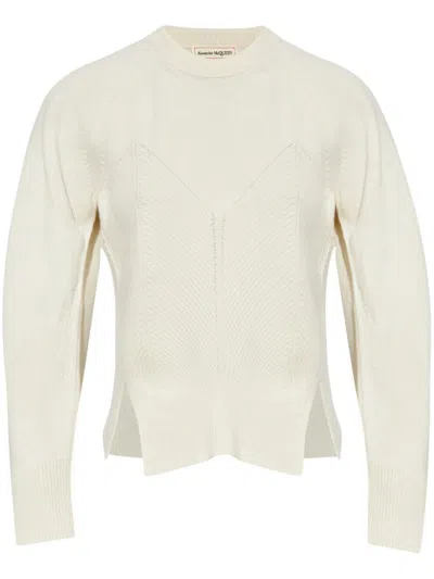 Alexander Mcqueen Chevron Corset Pullover Clothing In Beige