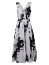 ALEXANDER MCQUEEN CHIAROSCURO FLORAL-PRINTED KNOT SLEEVELESS DRESS