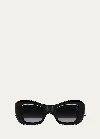Alexander Mcqueen Chunky Logo Acetate Cat-eye Sunglasses In Shiny Solid Black