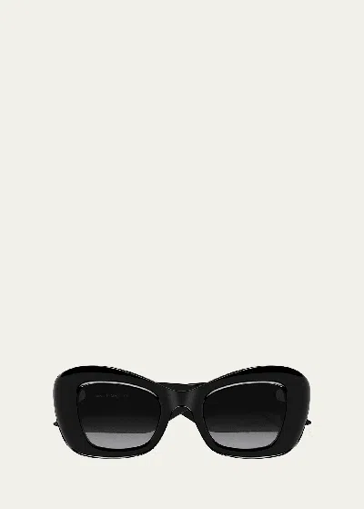 Alexander Mcqueen Chunky Logo Acetate Cat-eye Sunglasses In Shiny Solid Black