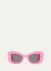 Alexander Mcqueen Chunky Logo Acetate Cat-eye Sunglasses In Pink