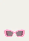 Alexander Mcqueen Am0434s Acetate Sunglasses In Shiny Solid Fluo