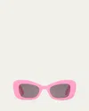 Alexander Mcqueen Am0434s Acetate Sunglasses In Shiny Solid Fluo Pink